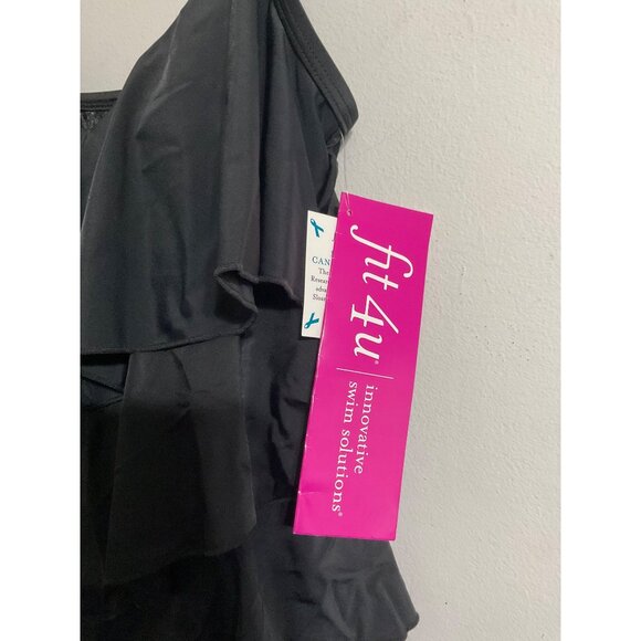 FIT 4U New Hip Hider Black Tiered Ruffle Swimsuit Romper size 12 - Picture 5 of 14
